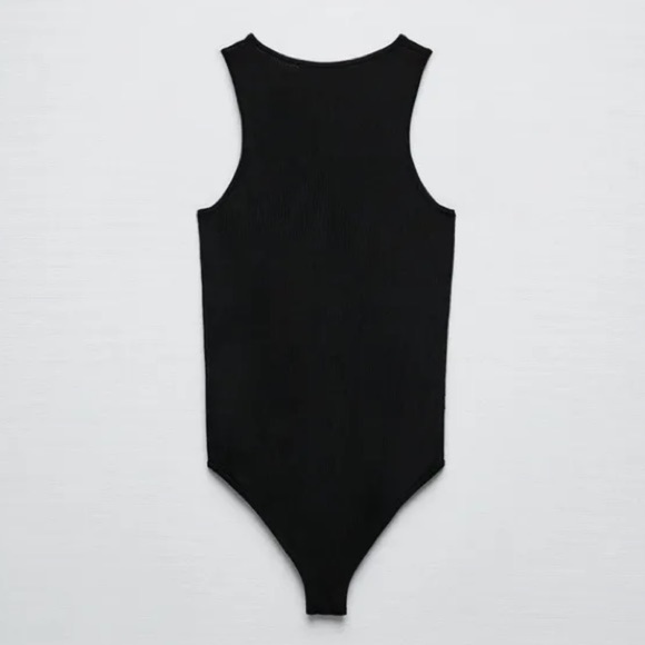 NWT. Zara Black Viscose Blend Knitwear Sleeveless Bodysuit. Size S. - Picture 6 of 9